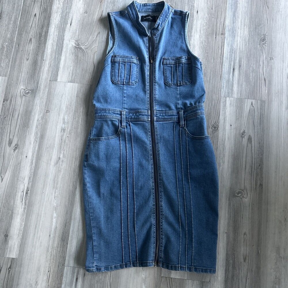 MINKPINK Lone Ranger Denim Jean Cotton Cowgirl Western Dress Revolve Large